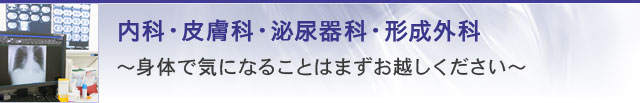 内科・皮膚科・泌尿器科・形成外科・各種点滴-身体で気になることはまずお越しください-